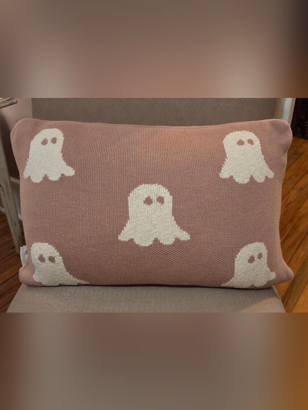 Plush Pink Ghost Knit Accent Pillow By  Sweet Street